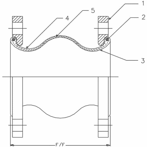 Single-Sphere Molded Rubber Expansion Joints Reference Drawing