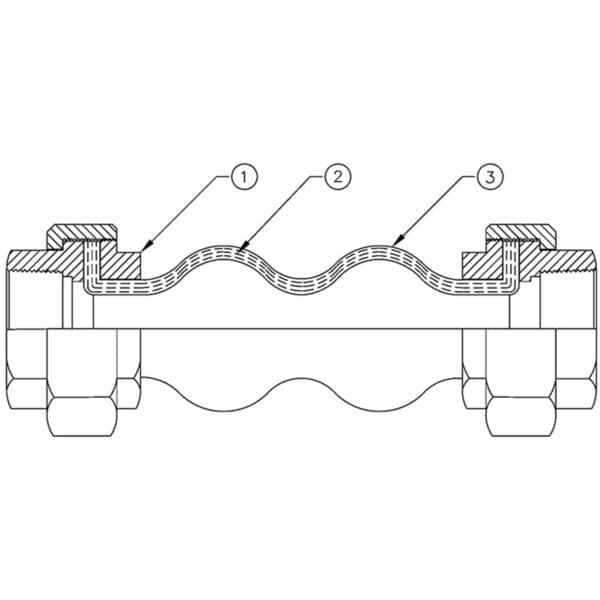 Threaded Union Molded Rubber Expansion Joints Reference Drawing