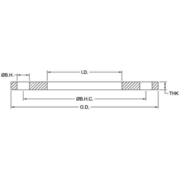 1/2-Inch Thick Stainless Steel Slip-On Flange Reference Drawing