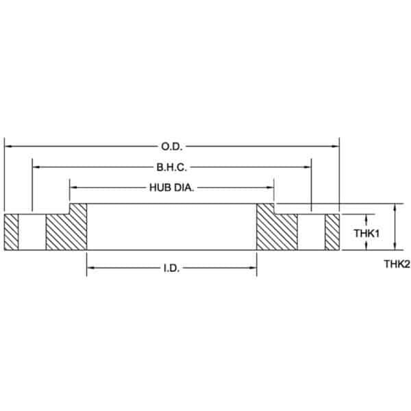 AWWA Class D Steel Hub Ring Flange Reference Drawing