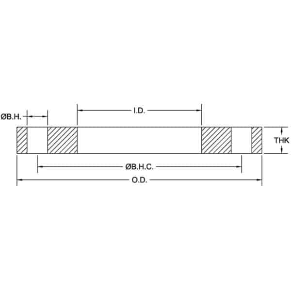 DIN-PN16 Steel Slip-On Flanges Reference Drawing
