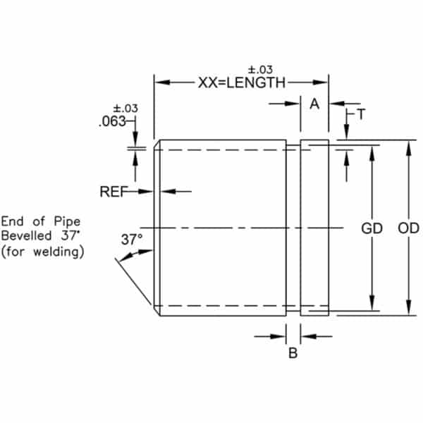 KLAMPz K58 Pipe Adapter Nipples Reference Drawing