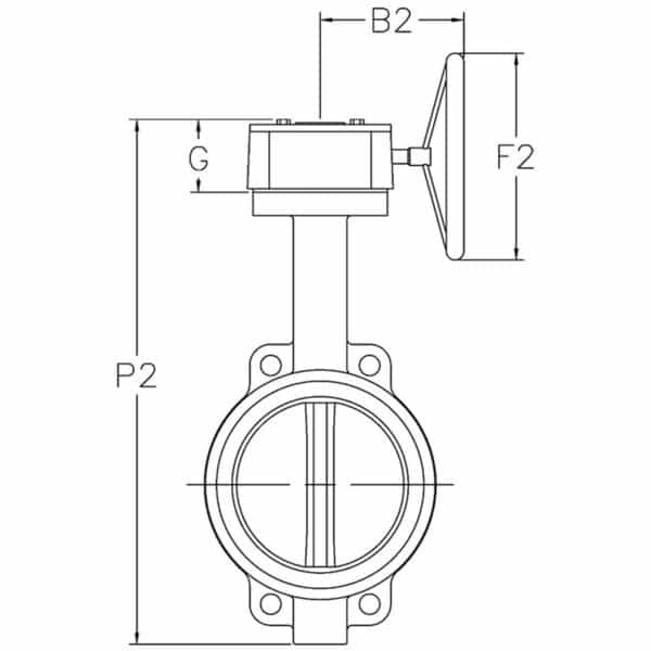 Wafer Style Butterfly Valves with Gear Operator Reference Drawing