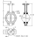Wafer Style Butterfly Valves with Lever Operator Reference Drawing